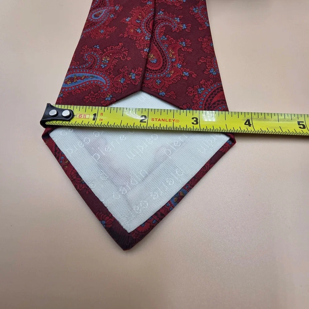 Pierre Cardin Mens Silk Paisley Necktie Burgundy Blue Formal Business Tie